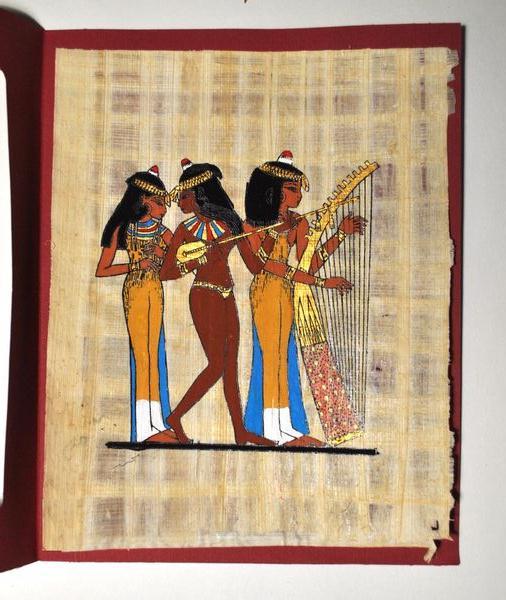 Papy 031b musiciennes harpe et lyre vie quotidienne egyptienne ancienne egype peinture sur papyrus