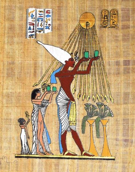 Papy 032a offrande pharaon a hamon ra vie quotidienne egyptienne peinture sur papyrus