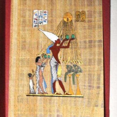 Papy 032b offrande pharaon a hamon ra vie egyptienne ancienne egype peinture sur papyrus