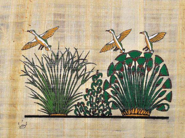 Papy 033a vol de canards sur le nil vie quotidienne egyptienne ancienne egype peinture sur papyrus
