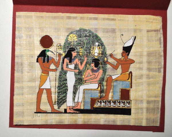 Papy 034c horus et pharaon vie quotidienne egyptienne ancienne egype peinture sur papyrus