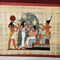 Papy 034c horus et pharaon vie quotidienne egyptienne ancienne egype peinture sur papyrus