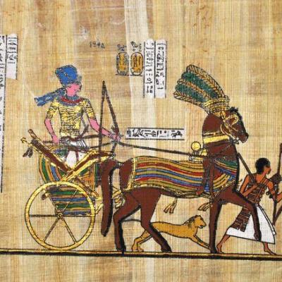 Papy 035c char de guerre de rhamses ii ancienne egype peinture sur papyrus