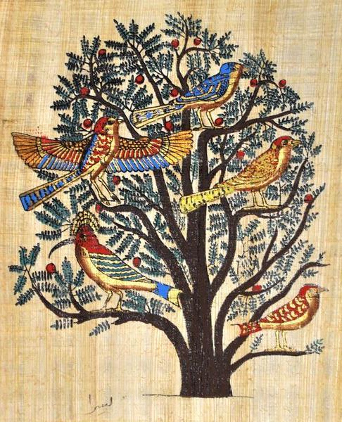 Papy 036a arbre de vie mythologie egyptienne ancienne egype peinture sur papyrus