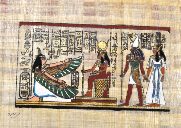 Papy 037a isis et nefertari mythologie egyptienne ancienne egype peinture sur papyrus
