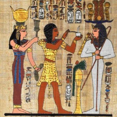 Papy 038 hathor et sobek mythologie egyptienne ancienne egype peinture sur papyrus jpg