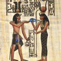 Papy 039a offrande a isis mythologie egyptienne ancienne egype peinture sur papyrus