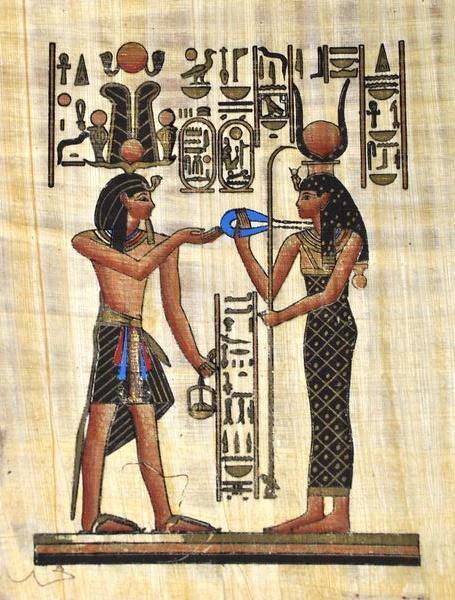 Papy 039a offrande a isis mythologie egyptienne ancienne egype peinture sur papyrus