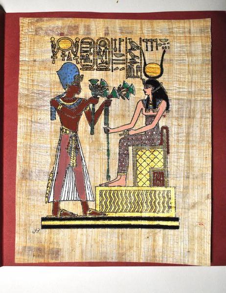 Papy 040b offrande fleur lotus a isis mythologie egyptienne ancienne egype peinture sur papyrus