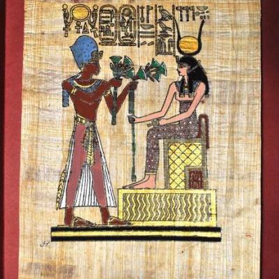 Papy 040b offrande fleur lotus a isis mythologie egyptienne ancienne egype peinture sur papyrus