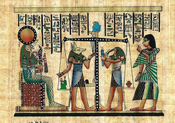 Papy 041 pesee de l ame par horus et ra mythologie egyptienne ancienne egype papyrus
