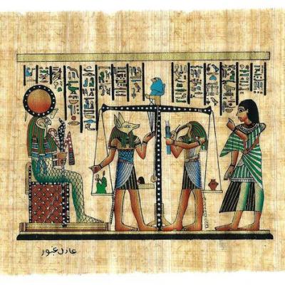 Papy 041c pesee de l ame par horus et ra mythologie egyptienne ancienne egype papyrus