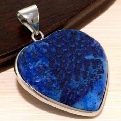 Pdt 002 pendentif pendant coeur lapis lazuli bijou ethnique egyptien afghan argent 925 1 