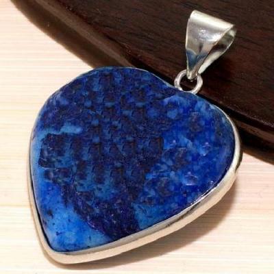 Pdt 002 pendentif pendant coeur lapis lazuli bijou ethnique egyptien afghan argent 925 1 