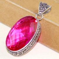 Pen 001b pendentif pendant topaze rose 20x35mm bijoux argent 925 vente achat