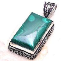 Pen 006a pendentif pendant 25x35mm 45gr malachite achat vente bijoux argent