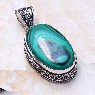 Pen 007b pendentif pendant 25x35mm 45gr malachite achat vente bijoux argent