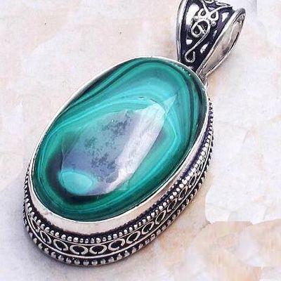 Pen 007b pendentif pendant 25x35mm 45gr malachite achat vente bijoux argent