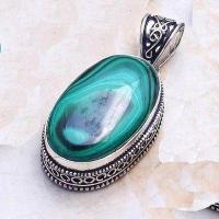 Pen 007c pendentif pendant 25x35mm 45gr malachite achat vente bijoux argent