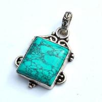 Pen 009b pendentif pendant turquoise 45mm 12gr 20x22mm argent925