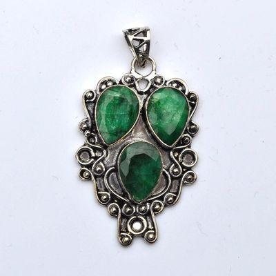 Pen 013a pendentif pendant 53mm emeraude 12gr 10x15mm argent925