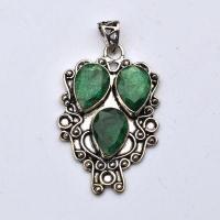 Pen 013b pendentif pendant 53mm emeraude 12gr 10x15mm argent925