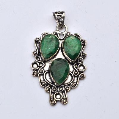 Pen 013b pendentif pendant 53mm emeraude 12gr 10x15mm argent925