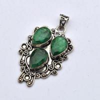 Pen 013c pendentif pendant 53mm emeraude 12gr 10x15mm argent925