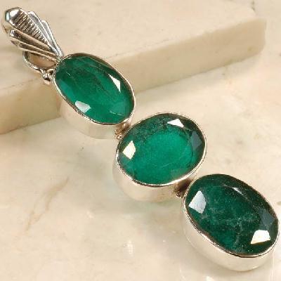 Pen 020a pendentif pendant emeraude 60mm 10x15mm argent 925