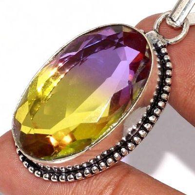 Pen 027c pendentif pendant 10x25mm 13gr ametrine mauve or achat vente bijou argent 925