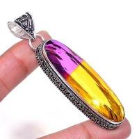 Pen 029a pendentif pendant 15x55mm 22gr ametrine mauve or achat vente bijou argent 925