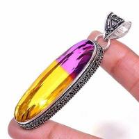 Pen 029b pendentif pendant 15x55mm 22gr ametrine mauve or achat vente bijou argent 925