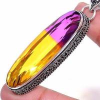 Pen 029c pendentif pendant 15x55mm 22gr ametrine mauve or achat vente bijou argent 925