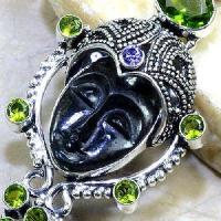 Pen 032a pendentif bouddha onyx noir peridot achat vente bijou argent 925