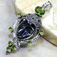 Pen 032c pendentif bouddha onyx noir peridot achat vente bijou argent 925