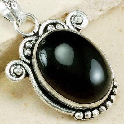 Pen 036a pendentif pendant onyx noir 13gr 18 24mm argent 925