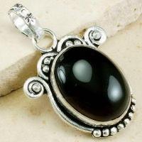 Pen 036c pendentif pendant onyx noir 13gr 18 24mm argent 925