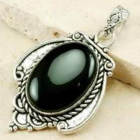 Pen 037b pendentif pendant onyx noir 15gr 32 60mm argent 925