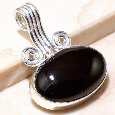 Pen 038a pendentif pendant onyx 40mm 11gr noir argent 925