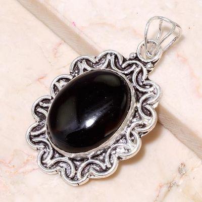 Pen 039a pendentif pendant onyx noir 50mm 16x22mm argent 925