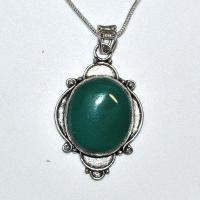 Pen 042a pendentif pendant 50mm onyx vert chaine 54cm argent 925