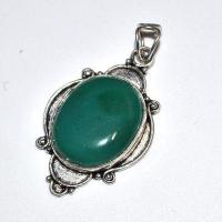 Pen 042c pendentif pendant 50mm onyx vert chaine 54cm argent 925