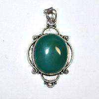 Pen 042d pendentif pendant 50mm onyx vert chaine 54cm argent 925