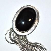 Pen 044c pendentif pendant 120mm onyx noir 25x40mm rgent 925