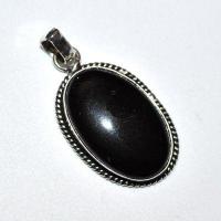 Pen 045c pendentif pendant 45mm onyx noir 20x30mm chaine 54cm argent 925