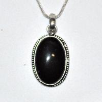 Pen 045d pendentif pendant 45mm onyx noir 20x30mm chaine 54cm argent 925