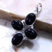 Pen 048a pendentif pendant 54mm onyx noir 10x15mm argent 925