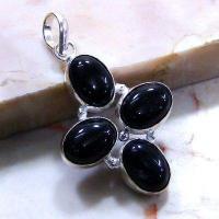 Pen 048b pendentif pendant 54mm onyx noir 10x15mm argent 925