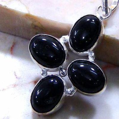 Pen 048c pendentif pendant 54mm onyx noir 10x15mm argent 925