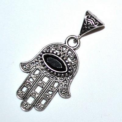 Pen 050d pendentif pendant 55mm hamsa main fatima onyx 5x10mm